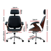 Thumbnail for Artiss Wooden Office Chair Computer Gaming Chairs Executive Leather Black