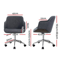 Thumbnail for Artiss Wooden Office Chair Computer Gaming Chairs Executive Fabric Grey