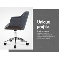 Thumbnail for Artiss Wooden Office Chair Computer Gaming Chairs Executive Fabric Grey