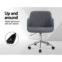 Thumbnail for Artiss Wooden Office Chair Computer Gaming Chairs Executive Fabric Grey