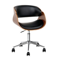 Thumbnail for Artiss Office Chair Wooden and Leather Black