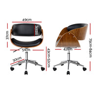 Thumbnail for Artiss Office Chair Wooden and Leather Black