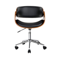 Thumbnail for Artiss Office Chair Wooden and Leather Black