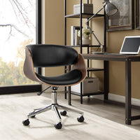 Thumbnail for Artiss Office Chair Wooden and Leather Black