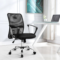 Thumbnail for Artiss Office Chair Gaming Chair Computer Mesh Chairs Executive Mid Back Black