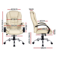 Thumbnail for Artiss Office Chair Gaming Computer Chairs Executive PU Leather Seat Beige