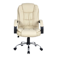 Thumbnail for Artiss Office Chair Gaming Computer Chairs Executive PU Leather Seat Beige