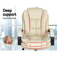 Thumbnail for Artiss Office Chair Gaming Computer Chairs Executive PU Leather Seat Beige