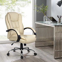 Thumbnail for Artiss Office Chair Gaming Computer Chairs Executive PU Leather Seat Beige