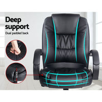 Thumbnail for Artiss Office Chair Gaming Computer Chairs Executive PU Leather Seating Black