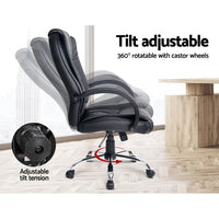 Thumbnail for Artiss Office Chair Gaming Computer Chairs Executive PU Leather Seating Black