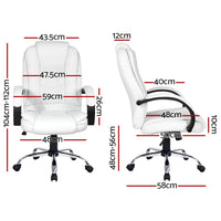 Thumbnail for Artiss Office Chair Gaming Computer Chairs Executive PU Leather Seating White