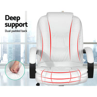 Thumbnail for Artiss Office Chair Gaming Computer Chairs Executive PU Leather Seating White