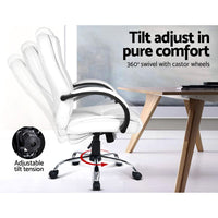 Thumbnail for Artiss Office Chair Gaming Computer Chairs Executive PU Leather Seating White