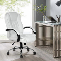 Thumbnail for Artiss Office Chair Gaming Computer Chairs Executive PU Leather Seating White