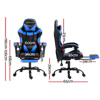 Thumbnail for Artiss Gaming Office Chair Recliner Footrest Blue