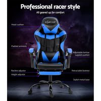 Thumbnail for Artiss Gaming Office Chair Recliner Footrest Blue