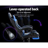 Thumbnail for Artiss Gaming Office Chair Recliner Footrest Blue