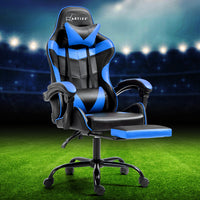 Thumbnail for Artiss Gaming Office Chair Recliner Footrest Blue