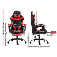 Thumbnail for Artiss Gaming Office Chair Recliner Footrest Red