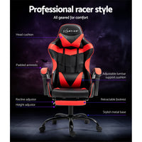 Thumbnail for Artiss Gaming Office Chair Recliner Footrest Red