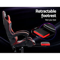 Thumbnail for Artiss Gaming Office Chair Recliner Footrest Red