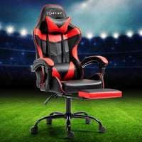 Thumbnail for Artiss Gaming Office Chair Recliner Footrest Red