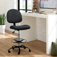 Thumbnail for Artiss Office Chair Veer Drafting Stool Fabric Chairs Black