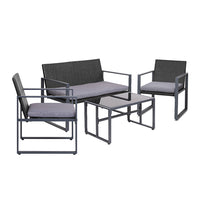 Thumbnail for Gardeon 4PC Outdoor Furniture Patio Table Chair Black