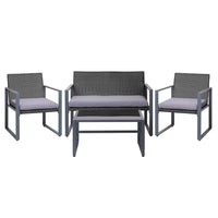 Thumbnail for Gardeon 4PC Outdoor Furniture Patio Table Chair Black