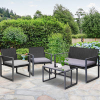 Thumbnail for Gardeon 4PC Outdoor Furniture Patio Table Chair Black