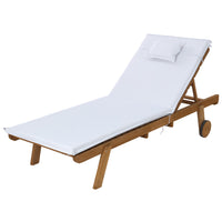 Thumbnail for Gardeon Sun Lounge Wooden Lounger Outdoor Furniture Day Bed Wheel Patio White