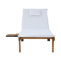 Thumbnail for Gardeon Sun Lounge Wooden Lounger Outdoor Furniture Day Bed Wheel Patio White