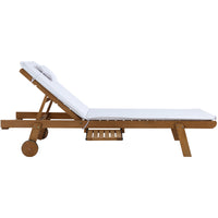 Thumbnail for Gardeon Sun Lounge Wooden Lounger Outdoor Furniture Day Bed Wheel Patio White