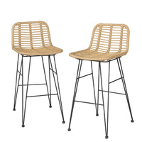 Thumbnail for Gardeon 2-Piece Outdoor Bar Stools Wicker Dining Chair Bistro Patio Balcony