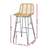 Thumbnail for Gardeon 2-Piece Outdoor Bar Stools Wicker Dining Chair Bistro Patio Balcony