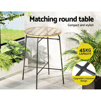 Thumbnail for Gardeon 3 PCS Outdoor Bar Set Wicker Dining Bistro Patio Table Chairs Set Steel