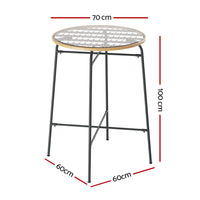 Thumbnail for Gardeon Outdoor Bar Table Wicker Dining Bistro Patio Balcony Glass Table Steel