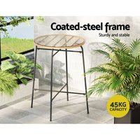 Thumbnail for Gardeon Outdoor Bar Table Wicker Dining Bistro Patio Balcony Glass Table Steel