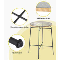 Thumbnail for Gardeon Outdoor Bar Table Wicker Dining Bistro Patio Balcony Glass Table Steel