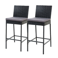 Thumbnail for Gardeon Set of 2 Outdoor Bar Stools Dining Chairs Wicker Furniture