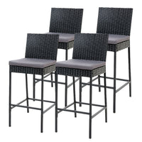 Thumbnail for Gardeon Set of 4 Outdoor Bar Stools Dining Chairs Wicker Furniture