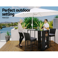 Thumbnail for Gardeon 3 PCS Outdoor Bar Table Stools Set Patio Furniture Dining Chairs Wicker