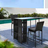 Thumbnail for Gardeon 3 PCS Outdoor Bar Table Stools Set Patio Furniture Dining Chairs Wicker