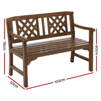 Thumbnail for Gardeon Wooden Garden Bench 2 Seat Patio Furniture Timber Outdoor Lounge Chair Natural