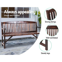 Thumbnail for Gardeon Wooden Garden Bench Chair Natural Outdoor Furniture Décor Patio Deck 3 Seater