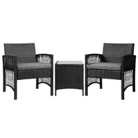 Thumbnail for Gardeon Patio Furniture Outdoor Bistro Set Dining Chairs Setting 3 Piece Wicker