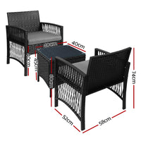 Thumbnail for Gardeon Patio Furniture Outdoor Bistro Set Dining Chairs Setting 3 Piece Wicker