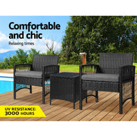 Thumbnail for Gardeon Patio Furniture Outdoor Bistro Set Dining Chairs Setting 3 Piece Wicker