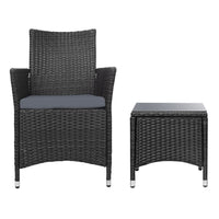 Thumbnail for Gardeon 3 Piece Wicker Outdoor Furniture Set - Black